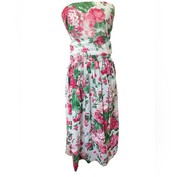 Vintage 1980s Avon Fashions 2 piece painterly floral skirt set size 5/6 - Picture 2 of 9